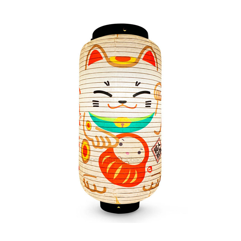 Japanese Lantern Paper - 20x45cm Japanese Lucky Cat Paper Lantern